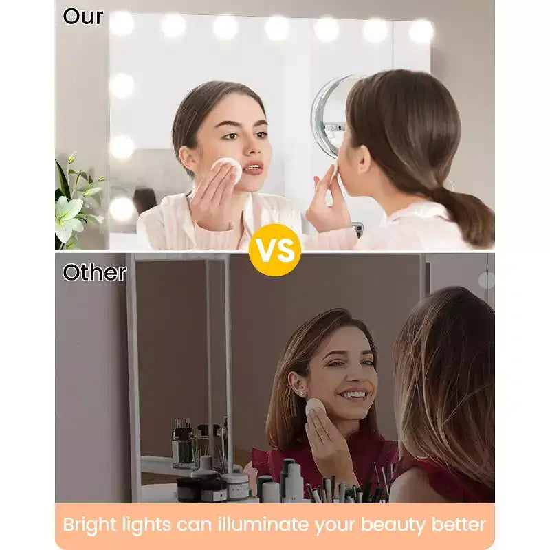 Vanity Mirror with Lights, Large Makeup Mirror with 3 Color Lighting Dimmable, Smart Touch Control, Rotation Vanity Mirror