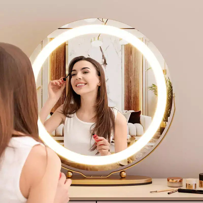 Vanity Mirror with Lights, Large Makeup Mirror with 3 Color Lighting Dimmable, Smart Touch Control, Rotation Vanity Mirror