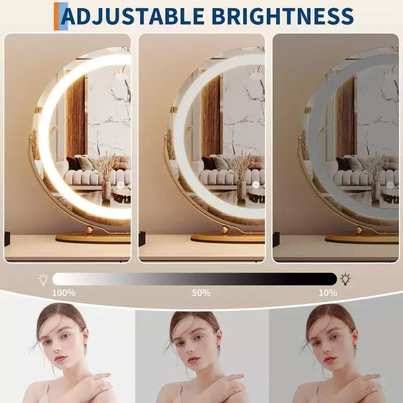 Vanity Mirror with Lights, Large Makeup Mirror with 3 Color Lighting Dimmable, Smart Touch Control, Rotation Vanity Mirror