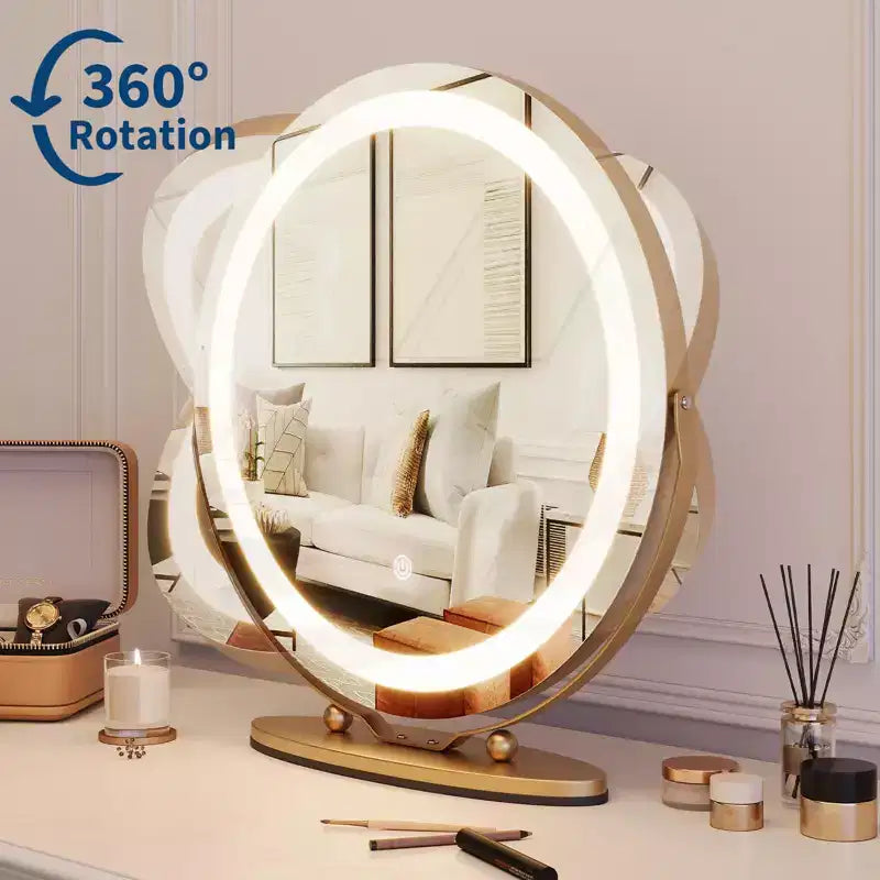 Vanity Mirror with Lights, Large Makeup Mirror with 3 Color Lighting Dimmable, Smart Touch Control, Rotation Vanity Mirror