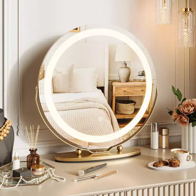 Vanity Mirror with Lights, Large Makeup Mirror with 3 Color Lighting Dimmable, Smart Touch Control, Rotation Vanity Mirror