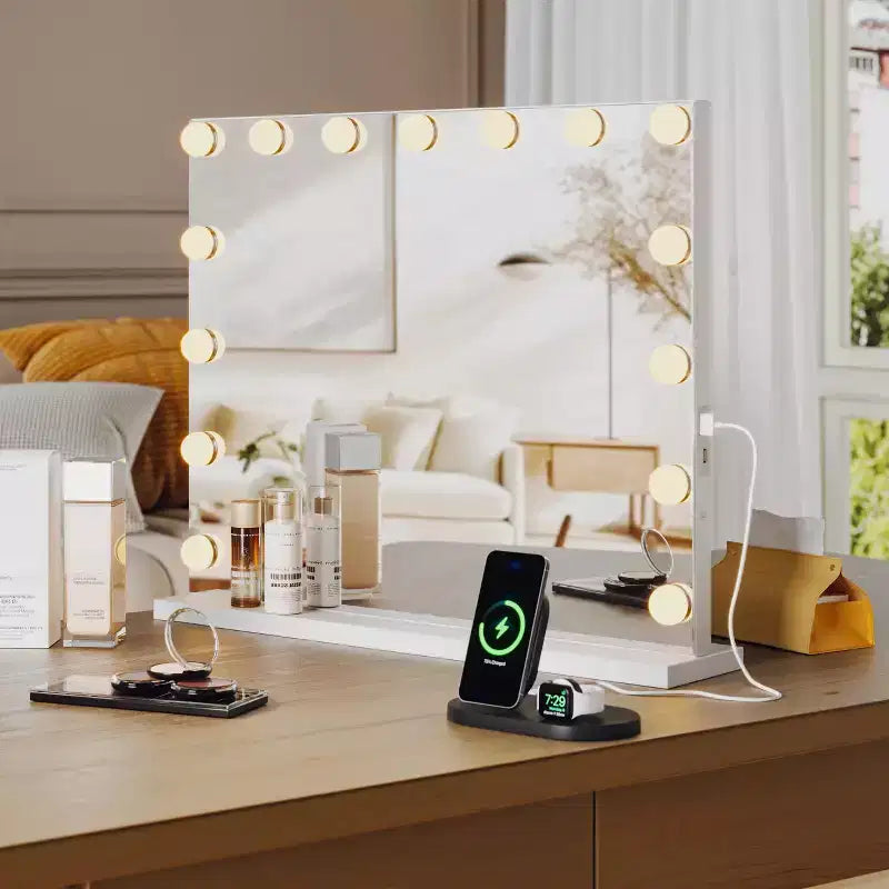 Vanity Mirror with Lights, Large Makeup Mirror with 3 Color Lighting Dimmable, Smart Touch Control, Rotation Vanity Mirror