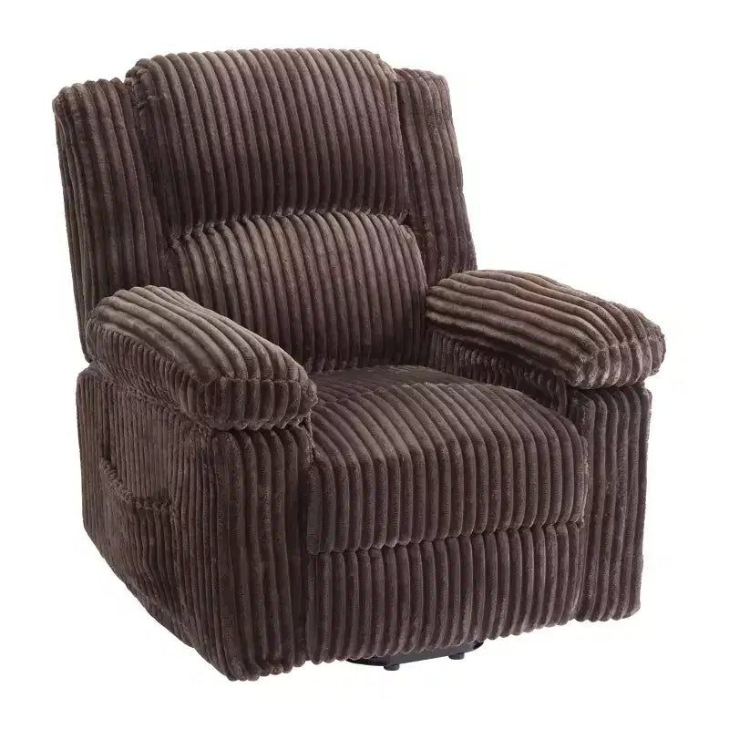 Corduroy Recliner Chair, Manual Recliner Sofa with Handle, Pillow Top Arms, Thick Padding, Side Pocket, Living Room, Bedroom, Home Theater, Dark Gray