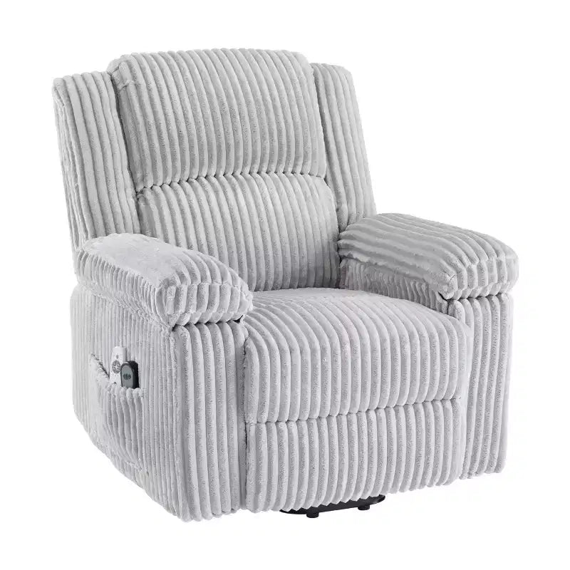 Corduroy Recliner Chair, Manual Recliner Sofa with Handle, Pillow Top Arms, Thick Padding, Side Pocket, Living Room, Bedroom, Home Theater, Dark Gray