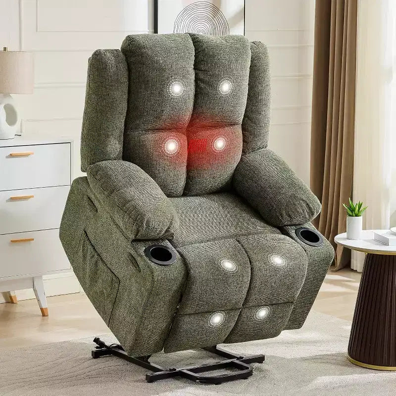 Oversized Power Lift Recliner Chair for Elderly,135Adjustable Lay Flat Lift Chair Electric Recliner Chairs with Massage and Heat, 2 Cup Holders