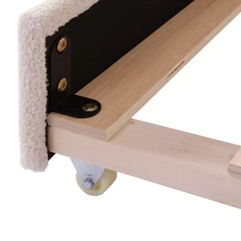 Luxystar Twin Size Teddy Fleece Upholstered Daybed with LED Light and Trundle