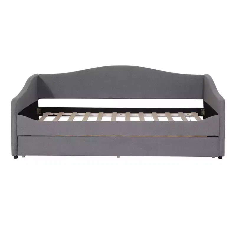 Luxystar Twin Size Teddy Fleece Upholstered Daybed with LED Light and Trundle