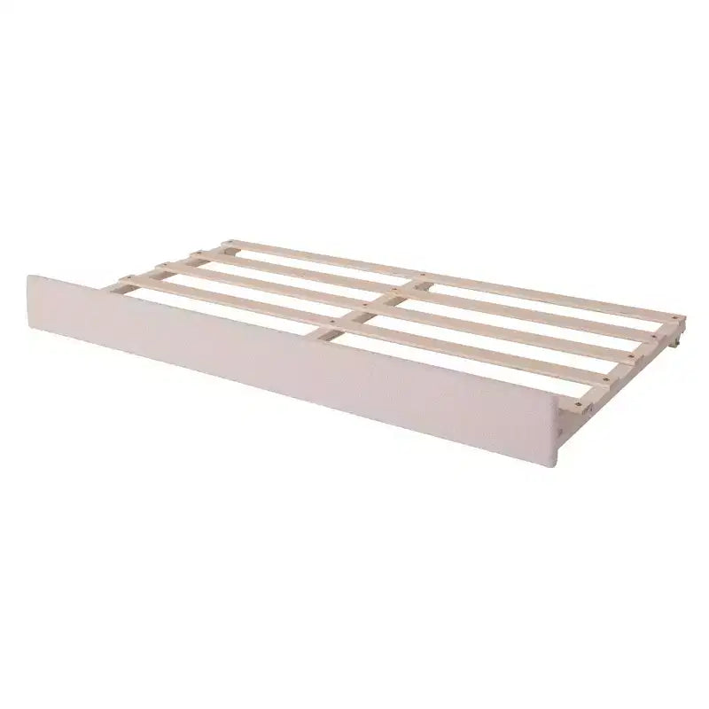 Luxystar Twin Size Teddy Fleece Upholstered Daybed with LED Light and Trundle