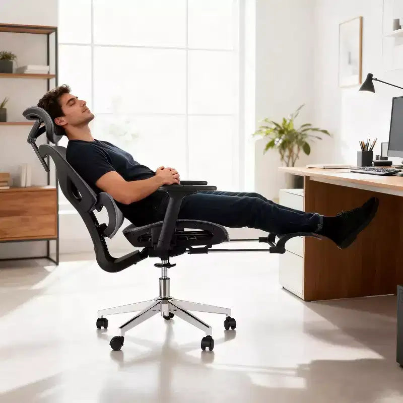 Sedia da ufficio ergonomica Acekool in rete con poggiapiedi, braccioli 4D e supporto lombare regolabile per casa o sala giochi