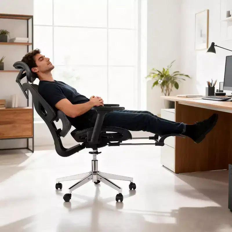 Sedia da ufficio ergonomica Acekool in rete con poggiapiedi, braccioli 4D e supporto lombare regolabile per casa o sala giochi