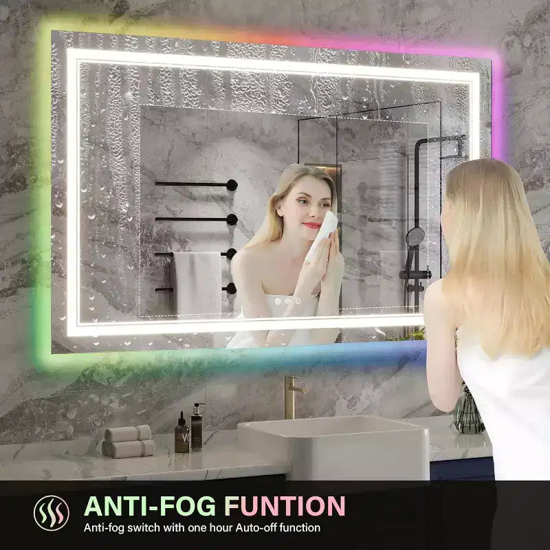 32*24in Bathroom Mirror,Waterproof Anti-Fog Vanity Mirror, 3 Color Temperatures,Dimmable , Touch Control Memory Function, Horizontal or Vertical Mount
