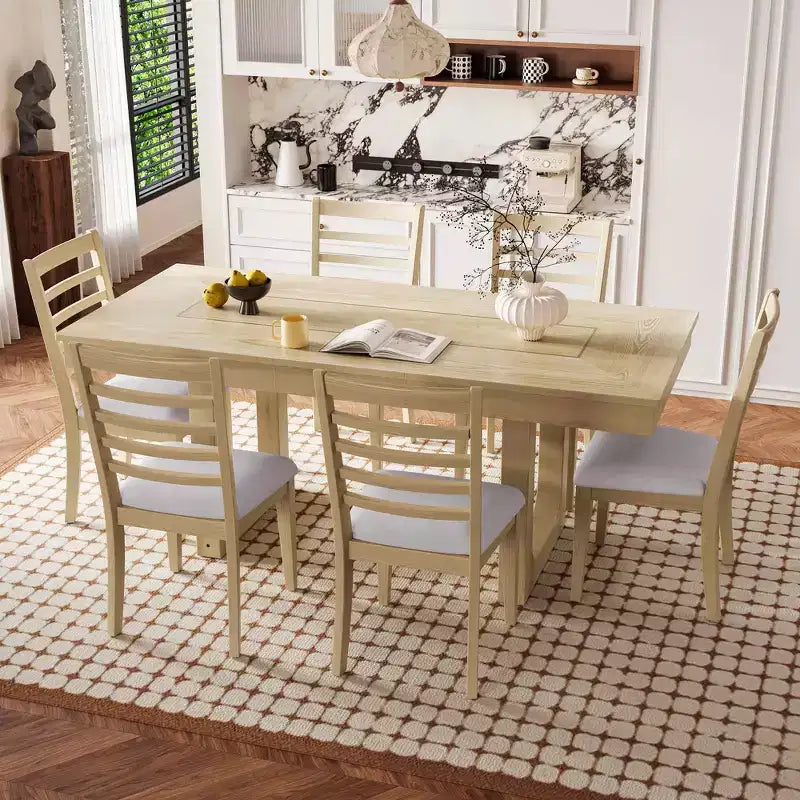 MAYEERTY 7-Piece Extendable Dining Set, 78 Rustic Table & 6 Chairs