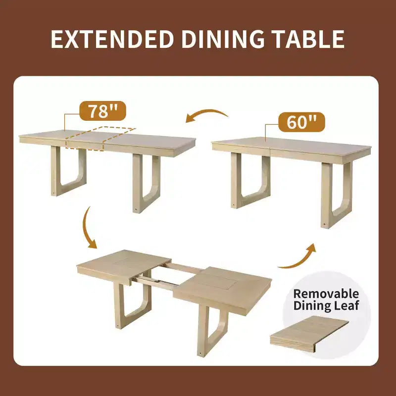 MAYEERTY 7-Piece Extendable Dining Set, 78 Rustic Table & 6 Chairs