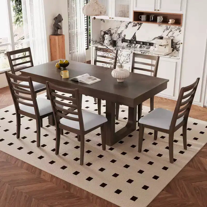 MAYEERTY 7-Piece Extendable Dining Set, 78 Rustic Table & 6 Chairs