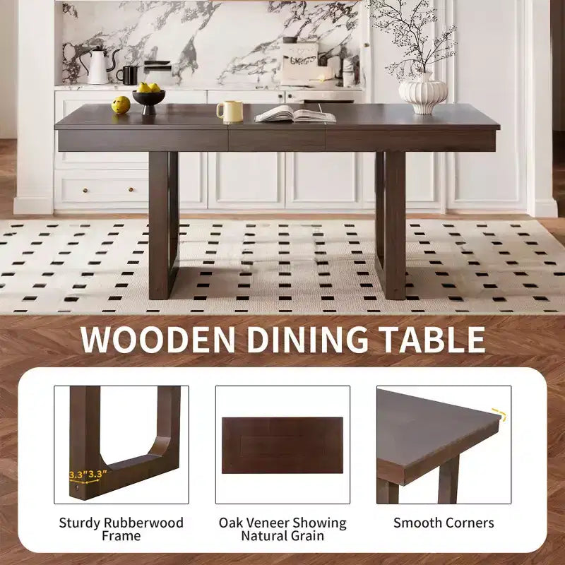 MAYEERTY 7-Piece Extendable Dining Set, 78 Rustic Table & 6 Chairs