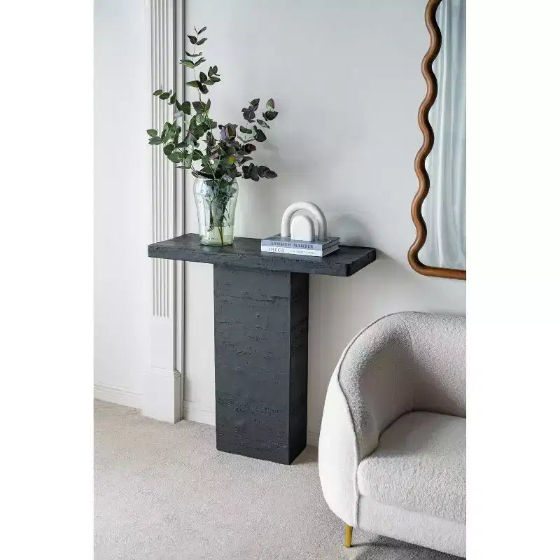 Black Rectangular Coffee Table with Pedestal Base 35.5x14x35.5