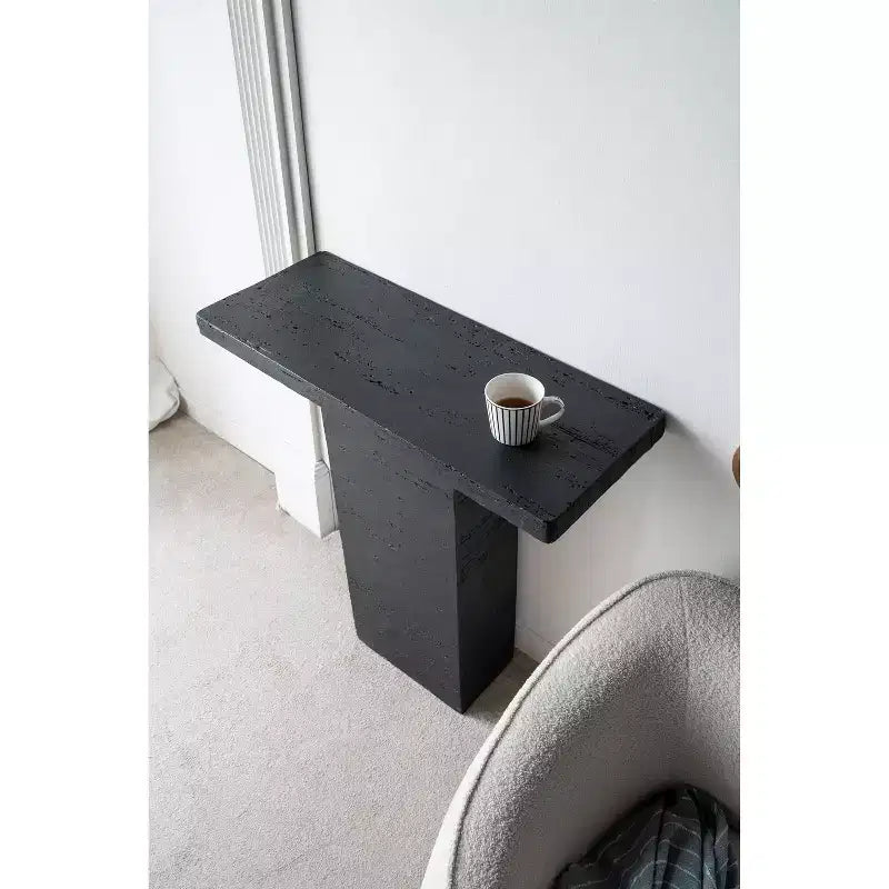 Black Rectangular Coffee Table with Pedestal Base 35.5x14x35.5