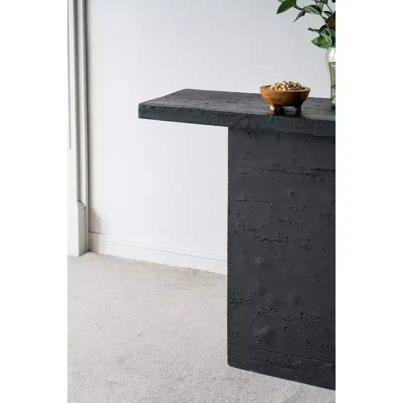 Black Rectangular Coffee Table with Pedestal Base 35.5x14x35.5