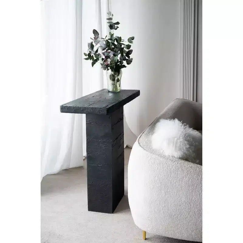 Black Rectangular Coffee Table with Pedestal Base 35.5x14x35.5