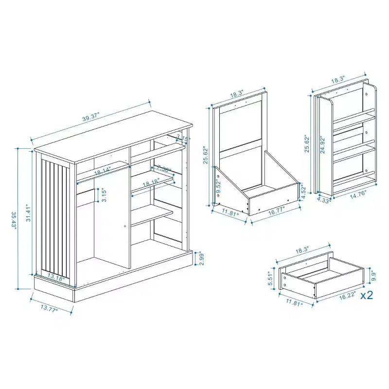 GDFStudio Avalon Trash Can Storage Cabinet with Tilt-Out Design and Drawers