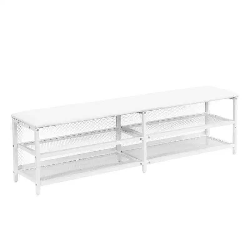 Luxystar Full Size Metal Platform Bed with Upholstered Headboard, 2-Tier Storage Shelves, Wooden Storage Cabinet and USB Charging Ports