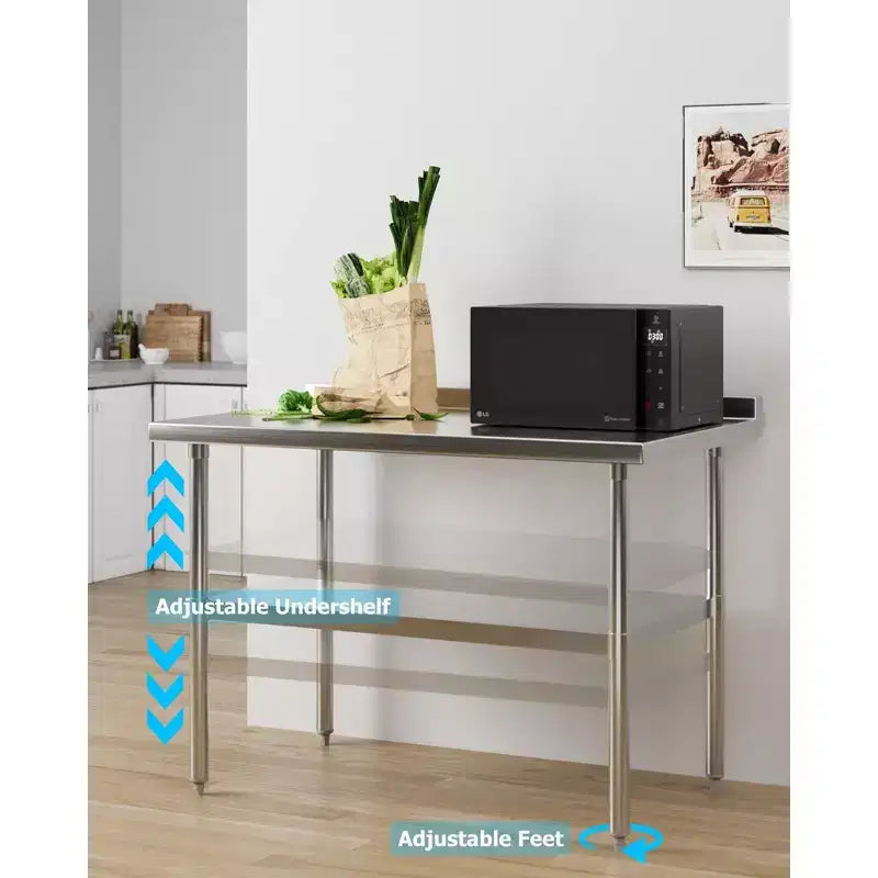 Stainless Steel Work Table with Adjustable Undershelf  Commercial Prep Table for Kitchen, Restaurant, Garage