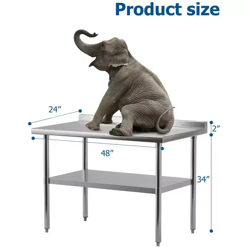 Stainless Steel Work Table with Adjustable Undershelf  Commercial Prep Table for Kitchen, Restaurant, Garage