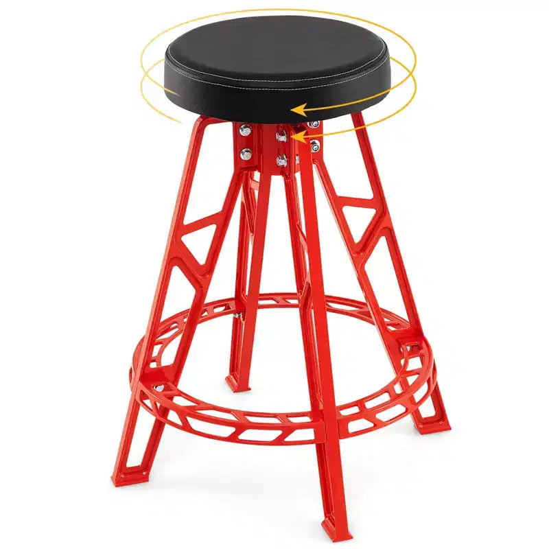 Costway 28 Inch Swivel Shop Stool with Round Padded Seat for Work Shop and Auto Repair Red + Black