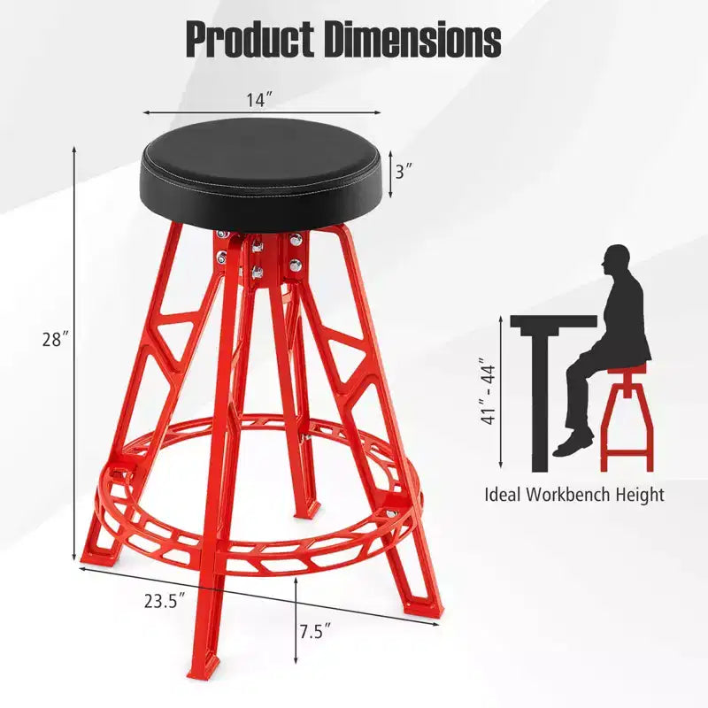 Costway 28 Inch Swivel Shop Stool with Round Padded Seat for Work Shop and Auto Repair Red + Black