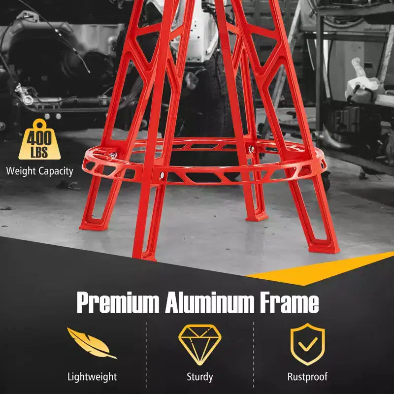 Costway 28 Inch Swivel Shop Stool with Round Padded Seat for Work Shop and Auto Repair Red + Black