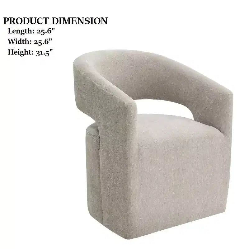 TUYOHW Barrel-Back Accent Chair,Armchair with Pedestal Base,Casters,Round Seat,Neutral Textured Fabric,Lounge Chair for Living Room,Bedroom