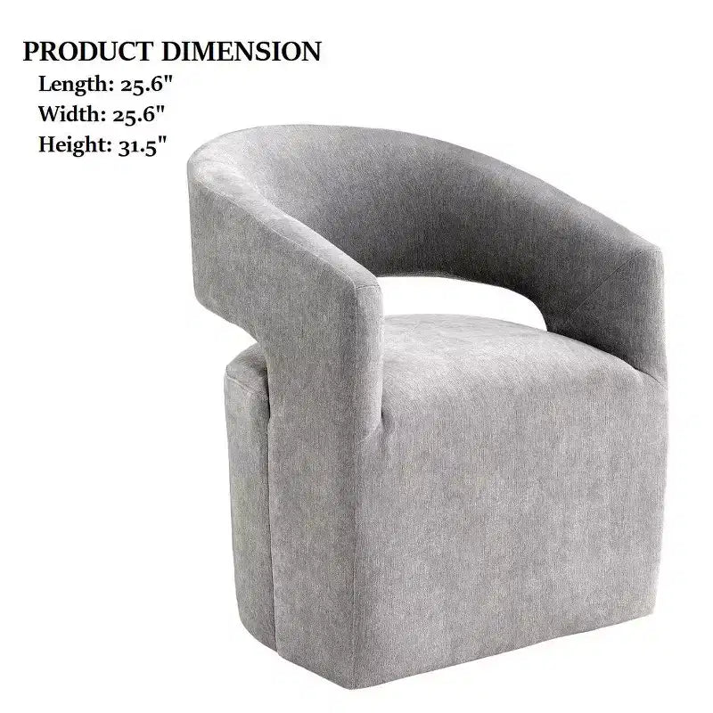 TUYOHW Barrel-Back Accent Chair,Armchair with Pedestal Base,Casters,Round Seat,Neutral Textured Fabric,Lounge Chair for Living Room,Bedroom