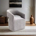 TUYOHW Barrel-Back Accent Chair,Armchair with Pedestal Base,Casters,Round Seat,Neutral Textured Fabric,Lounge Chair for Living Room,Bedroom