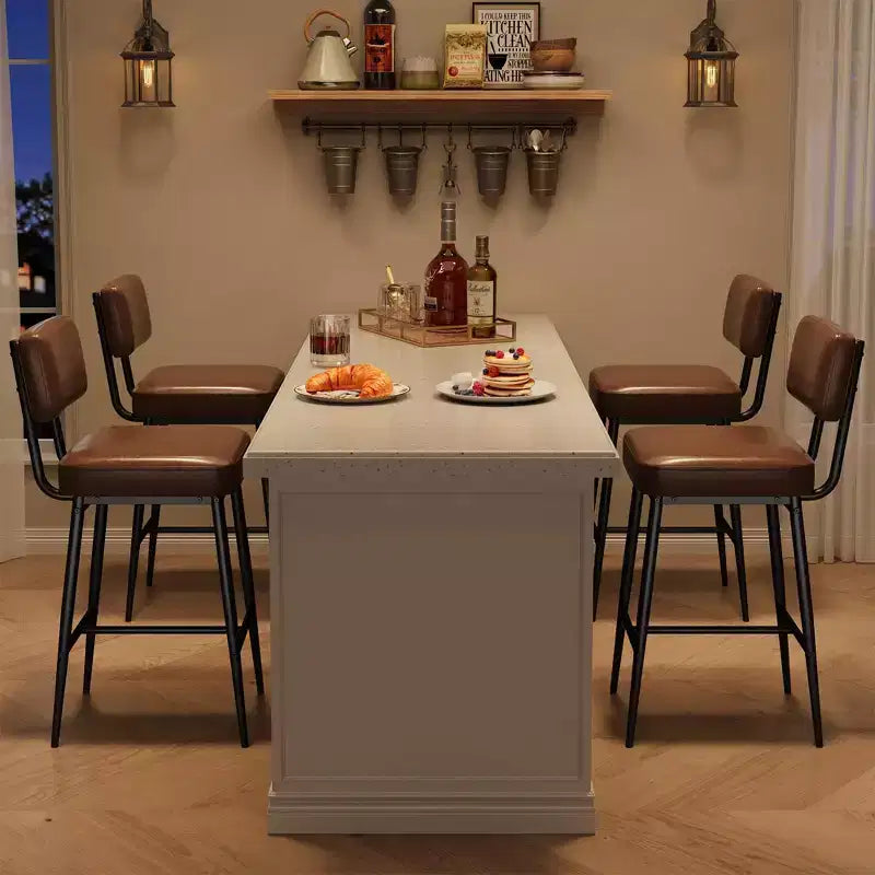 COZONY Counter Height Bar Stools Set of 2, 26 Faux Leather Bar Chairs with Backrest for Kitchen Island and Dining Room