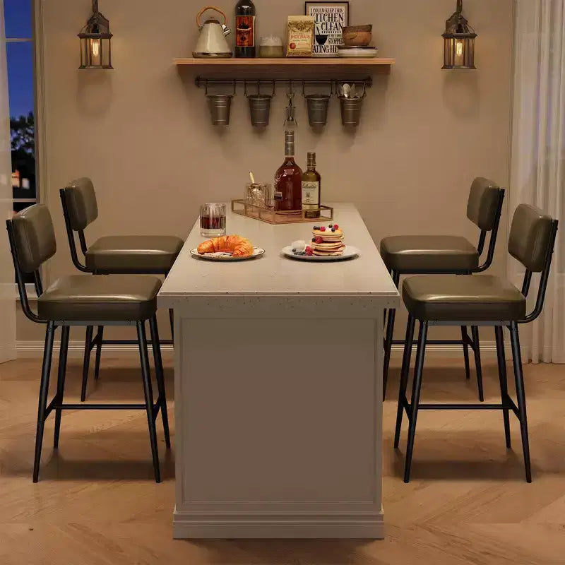 COZONY Counter Height Bar Stools Set of 2, 26 Faux Leather Bar Chairs with Backrest for Kitchen Island and Dining Room