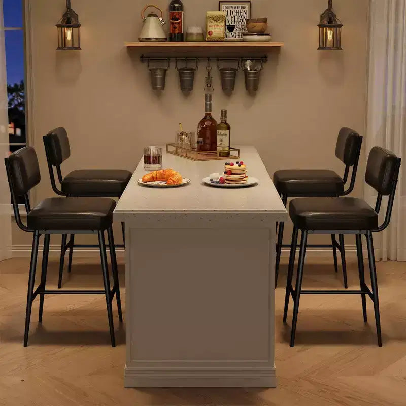 COZONY Counter Height Bar Stools Set of 2, 26 Faux Leather Bar Chairs with Backrest for Kitchen Island and Dining Room