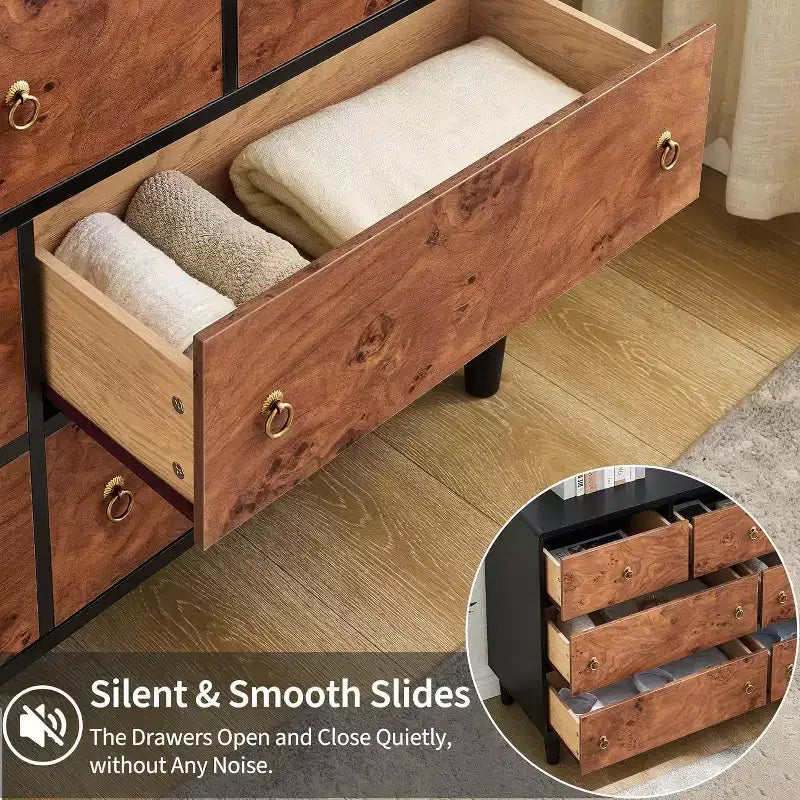 Dresser for Bedroom,54Wide Modern Chest of Drawer with Vintage Circle Handle w/Curved Profile Design,Wood Dresser for Living Room,Entryway