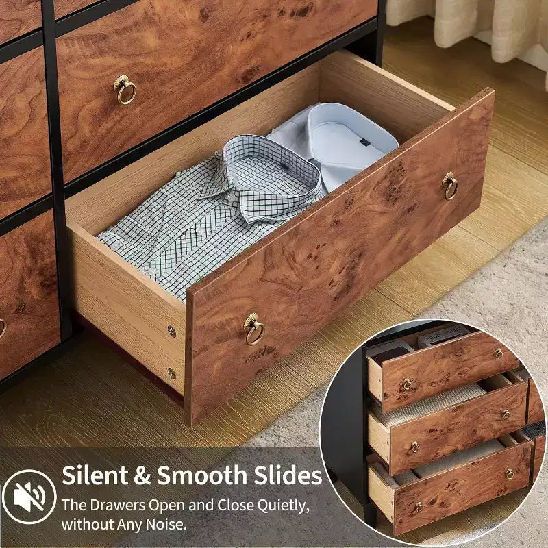 Dresser for Bedroom,54Wide Modern Chest of Drawer with Vintage Circle Handle w/Curved Profile Design,Wood Dresser for Living Room,Entryway