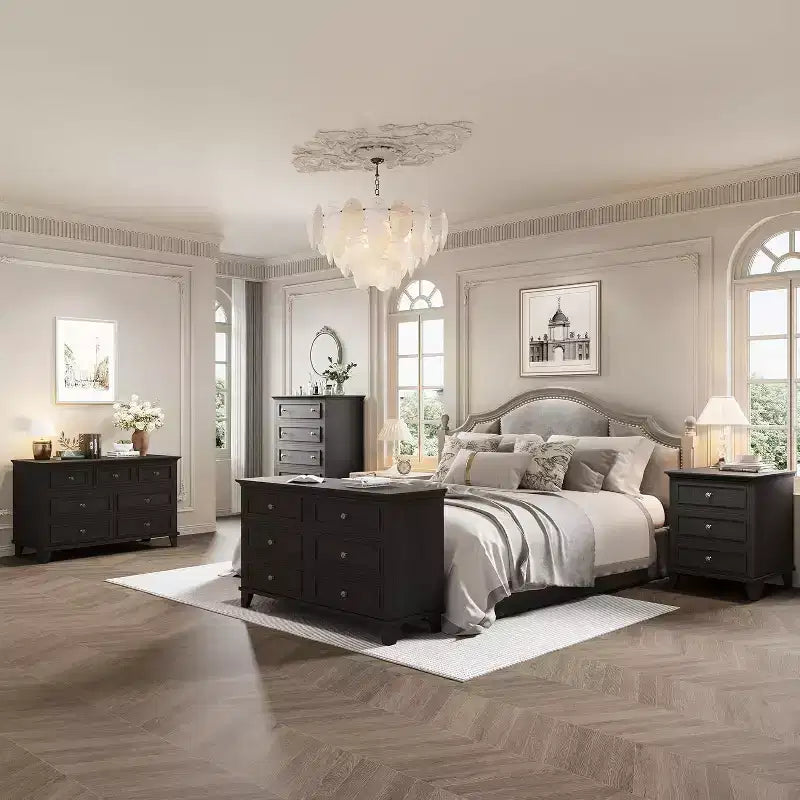 Commode à 6 tiroirs, Meuble de rangement en bois avec tiroirs, Grande commode large meuble TV, Organiseur de tiroirs moderne pour chambre à coucher, salon, couloir, entrée