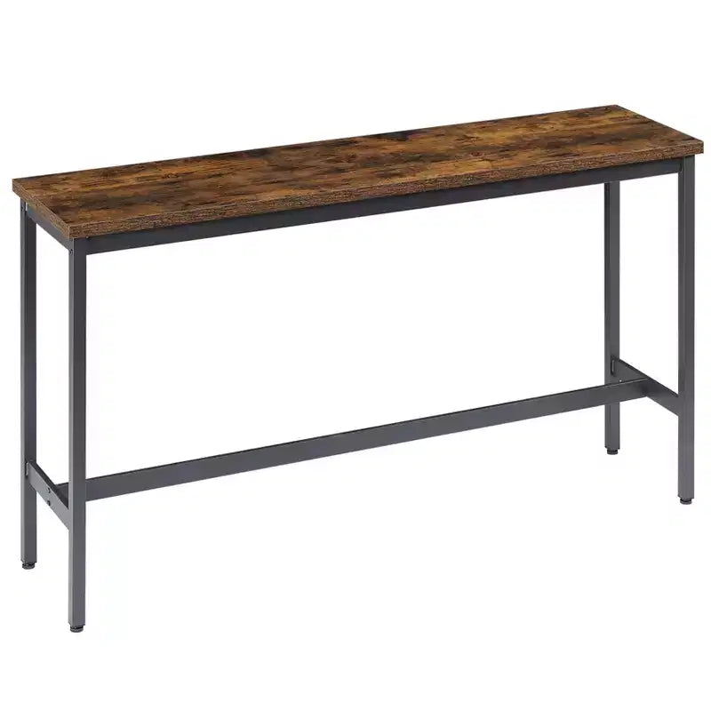 JVNOXK 63-inch Long Bar Table and Chair Set, Includes 3 PU Padded Bar Stools, Industrial Style, Suitable for Living Rooms ,Dark Brown