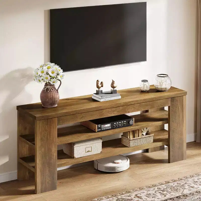 Lantine TV Stand for TVs up to 55 Inch, Entertainment Center with Open Storage Shelves, Modern Media Console Table for Living Room, Bedroom