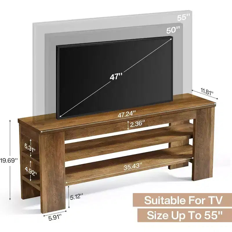 Lantine TV Stand for TVs up to 55 Inch, Entertainment Center with Open Storage Shelves, Modern Media Console Table for Living Room, Bedroom
