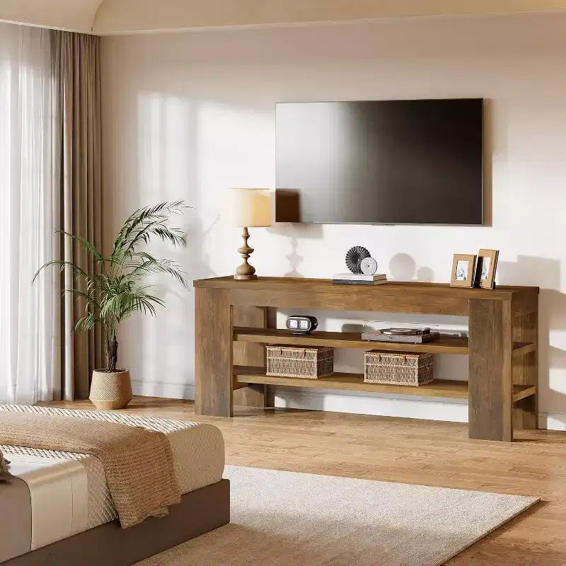 Lantine TV Stand for TVs up to 55 Inch, Entertainment Center with Open Storage Shelves, Modern Media Console Table for Living Room, Bedroom