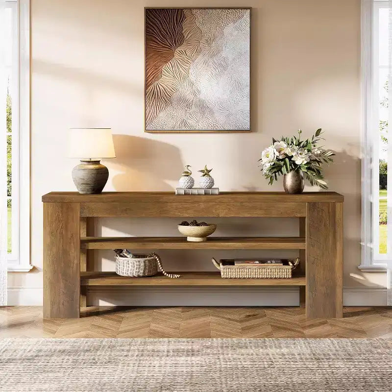 Lantine TV Stand for TVs up to 55 Inch, Entertainment Center with Open Storage Shelves, Modern Media Console Table for Living Room, Bedroom