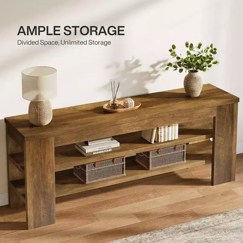 Lantine TV Stand for TVs up to 55 Inch, Entertainment Center with Open Storage Shelves, Modern Media Console Table for Living Room, Bedroom