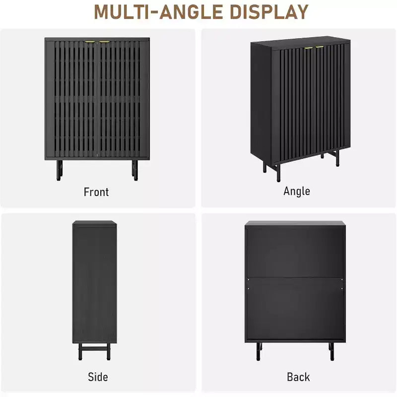 COZONY Narrow Shoe Cabinet with Breathable Louver Doors, 6 Tier Modern Hidden Shoe Rack, Freestanding Entryway Cabinet for Closet & Hallway, Black