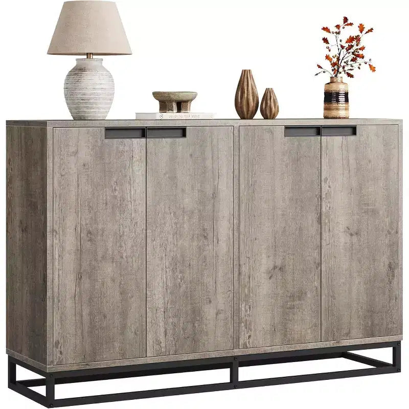 55Inch Sideboard Buffet Cabinet,Accent Cabinet with 4 Doors and Adjustable Shelves,Kitchen Sideboard Storage Cabinet,Dining Room,Entryway,Living Room