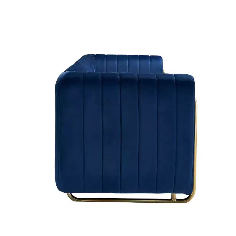 84 Modern Velvet Upholstered Sofa, 3-Seater Sofa Couch with Gold Metal Legs and Rolled Arms for Living Room, Bedroom, or Apartment-Panipeachy