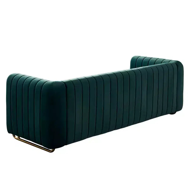 84 Modern Velvet Upholstered Sofa, 3-Seater Sofa Couch with Gold Metal Legs and Rolled Arms for Living Room, Bedroom, or Apartment-Panipeachy