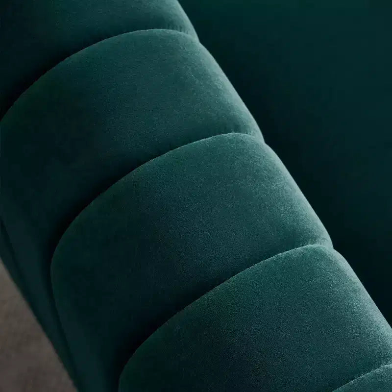 84 Modern Velvet Upholstered Sofa, 3-Seater Sofa Couch with Gold Metal Legs and Rolled Arms for Living Room, Bedroom, or Apartment-Panipeachy